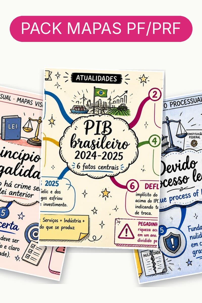 Capa Pack PF/PRF — Mapas Mentais (8 matérias)