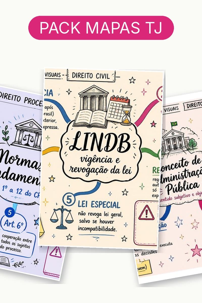 Capa Pack Tribunais de Justiça — Mapas Mentais (6 matérias)
