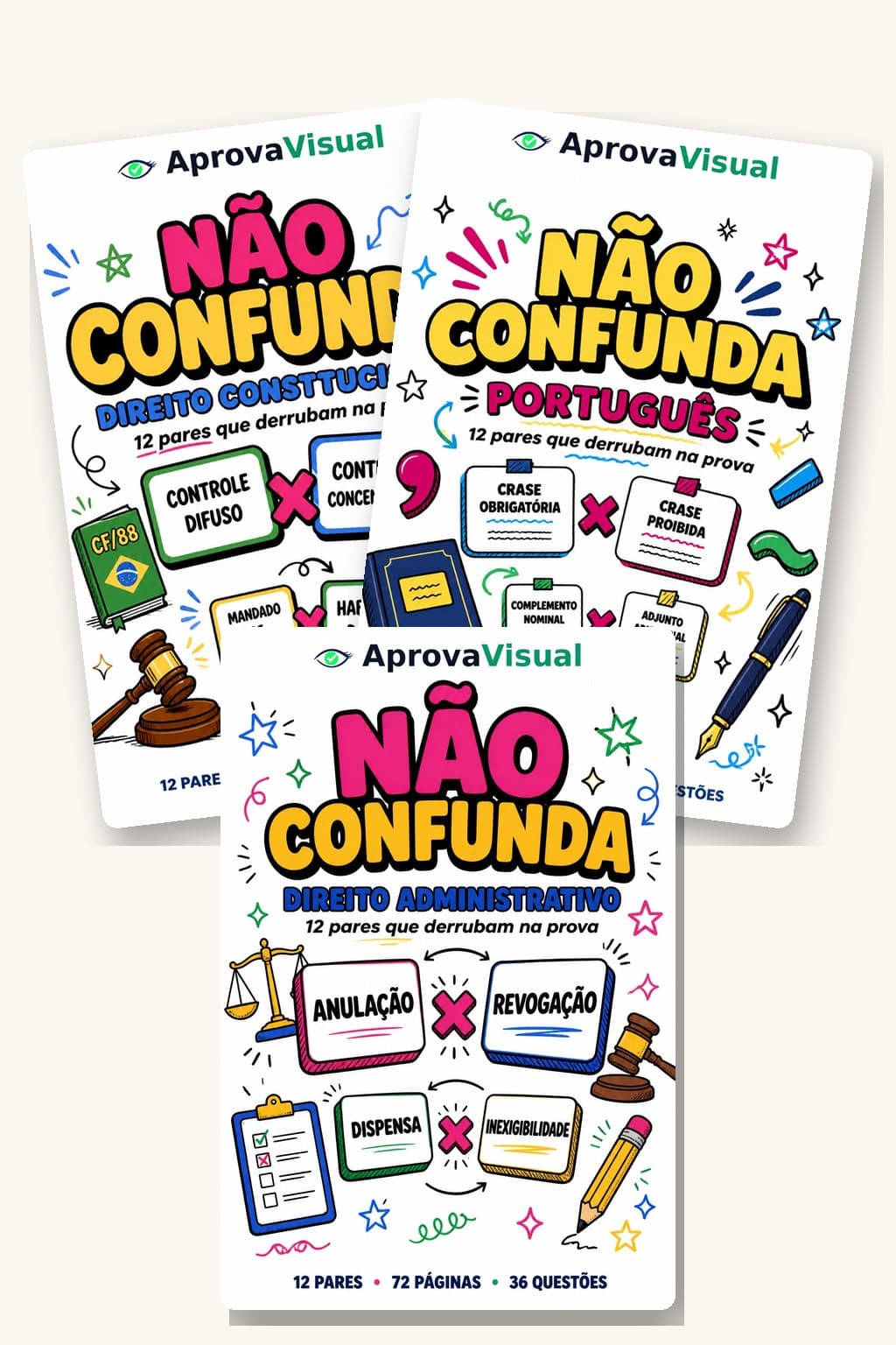 Capa Pack Não Confunda — Administrativo, Constitucional e Português