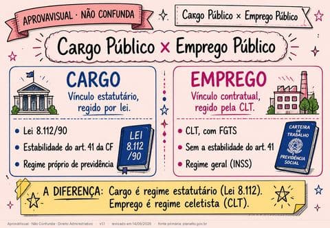 Cargo Público × Emprego Público — página ilustrada do material