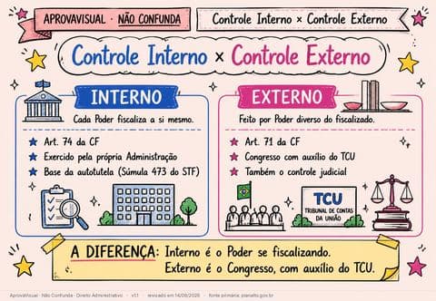 Controle Interno × Controle Externo — página ilustrada do material