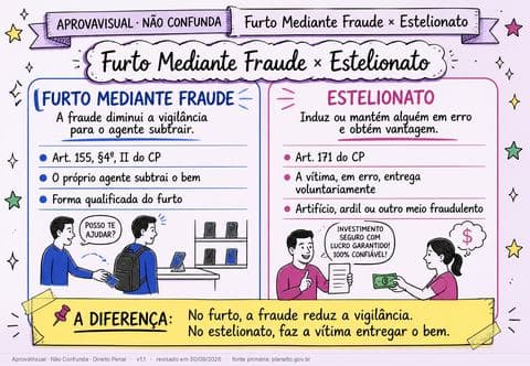 Furto Mediante Fraude × Estelionato — página ilustrada do material