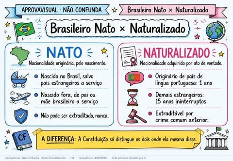 Brasileiro Nato × Naturalizado — página ilustrada do material