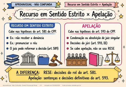 Recurso em Sentido Estrito × Apelação — página ilustrada do material
