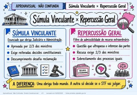 Súmula Vinculante × Repercussão Geral — página ilustrada do material