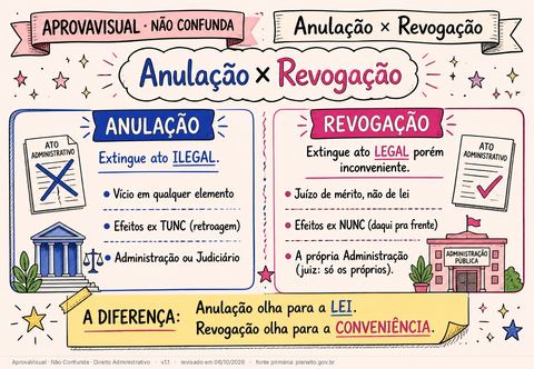 Anulação × Revogação — página ilustrada do material